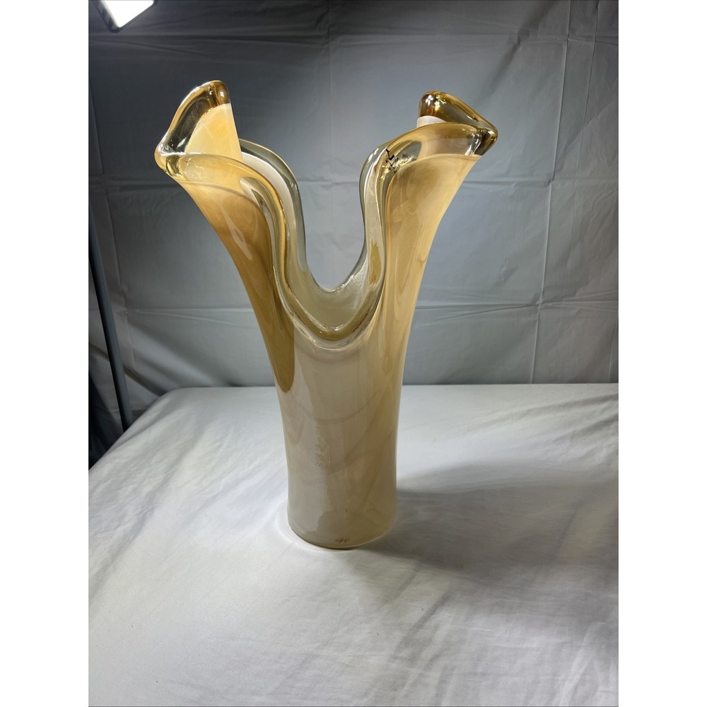 Mid-Century Murano Large Vase - Apricot Color - 17" Tall  - Made in Italy